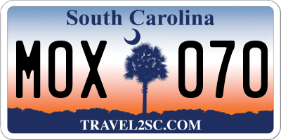 SC license plate MOX070