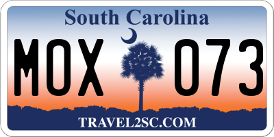 SC license plate MOX073