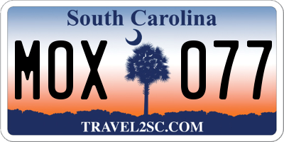 SC license plate MOX077