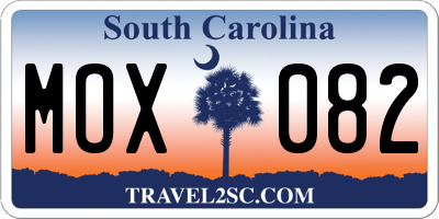 SC license plate MOX082