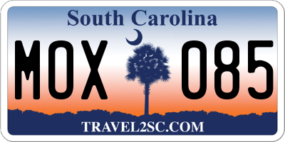SC license plate MOX085