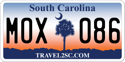 SC license plate MOX086