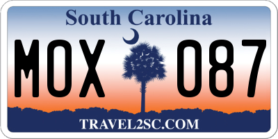 SC license plate MOX087