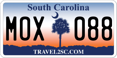 SC license plate MOX088