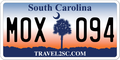 SC license plate MOX094