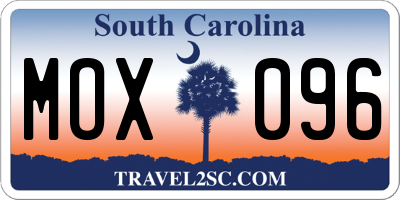 SC license plate MOX096