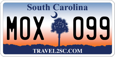 SC license plate MOX099