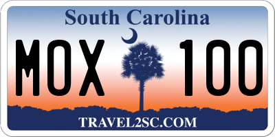 SC license plate MOX100