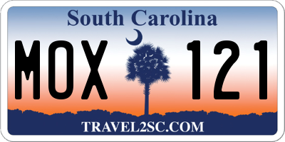 SC license plate MOX121