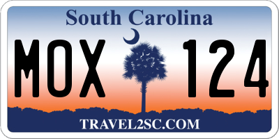 SC license plate MOX124