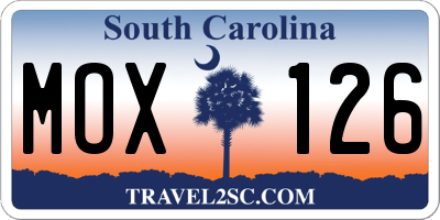 SC license plate MOX126
