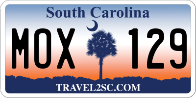 SC license plate MOX129