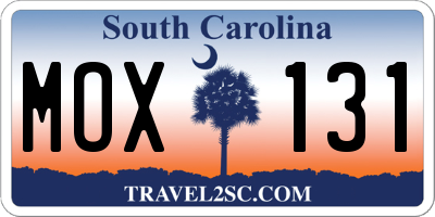 SC license plate MOX131
