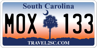 SC license plate MOX133