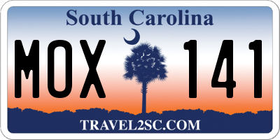SC license plate MOX141