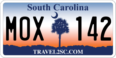 SC license plate MOX142