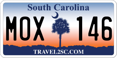 SC license plate MOX146