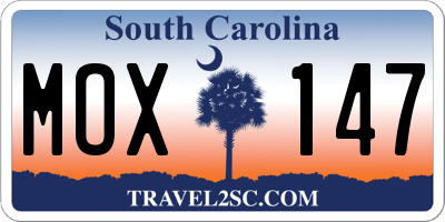 SC license plate MOX147