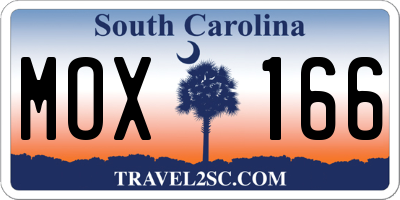 SC license plate MOX166