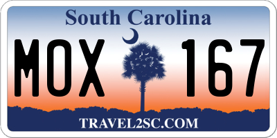 SC license plate MOX167