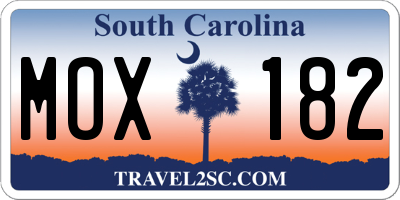 SC license plate MOX182