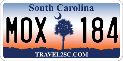 SC license plate MOX184