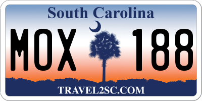 SC license plate MOX188