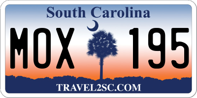 SC license plate MOX195