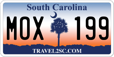 SC license plate MOX199