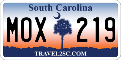 SC license plate MOX219