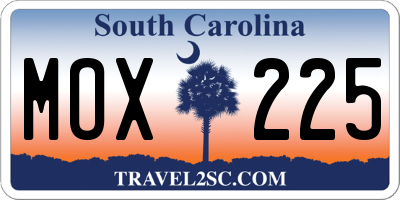 SC license plate MOX225