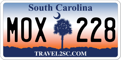 SC license plate MOX228