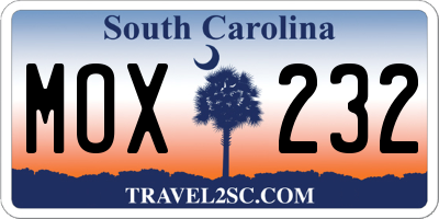 SC license plate MOX232
