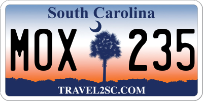 SC license plate MOX235