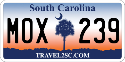 SC license plate MOX239