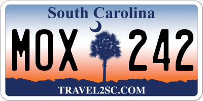 SC license plate MOX242