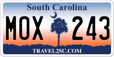 SC license plate MOX243