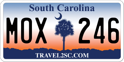 SC license plate MOX246
