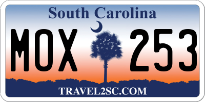 SC license plate MOX253