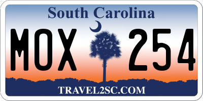 SC license plate MOX254
