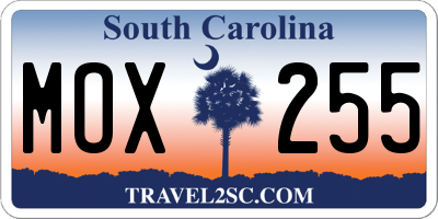SC license plate MOX255