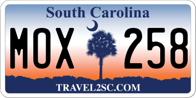 SC license plate MOX258