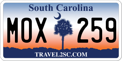 SC license plate MOX259