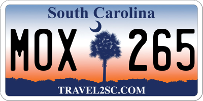 SC license plate MOX265