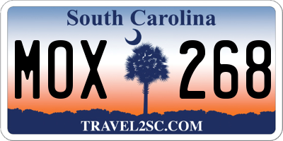SC license plate MOX268