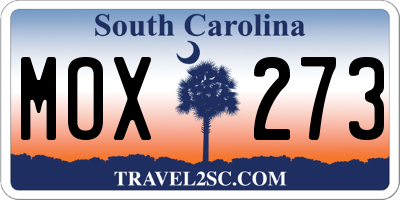 SC license plate MOX273