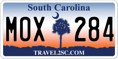 SC license plate MOX284