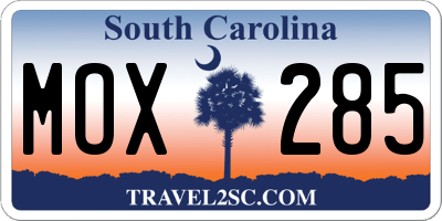 SC license plate MOX285