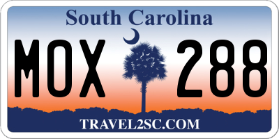 SC license plate MOX288