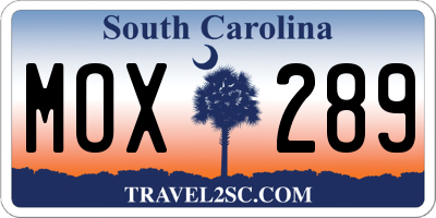 SC license plate MOX289